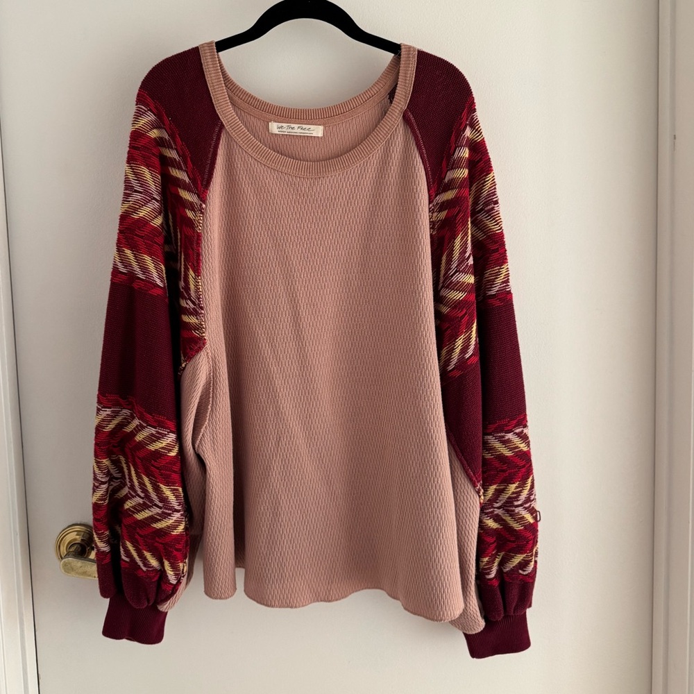 We The Free Burgundy and Pink Sweatshirt
